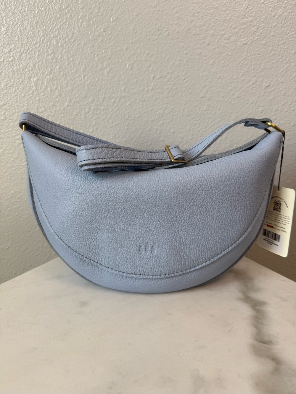 Portland Leather Goods Large Koala Sling Skyway Pebbled Blue NWT